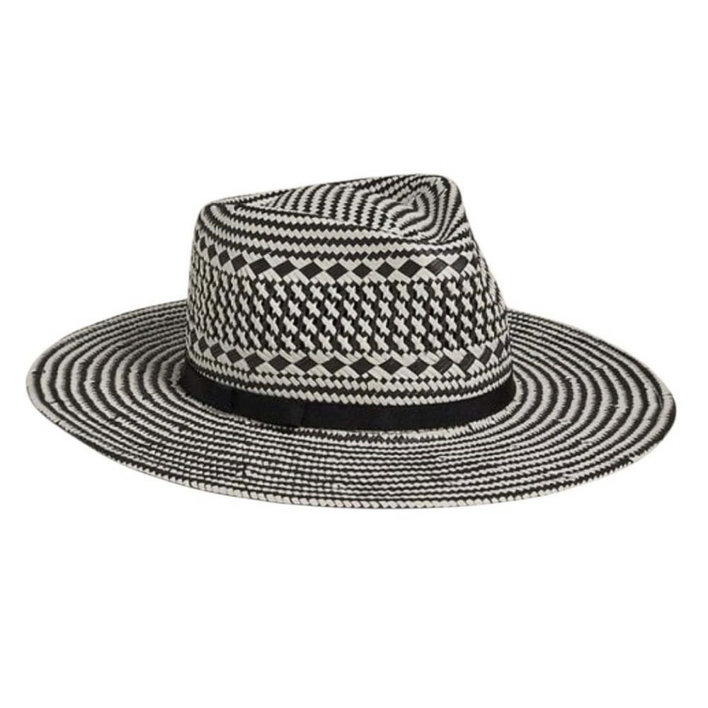 Banana Republic Black and White Straw Fedora Hat new with tags!